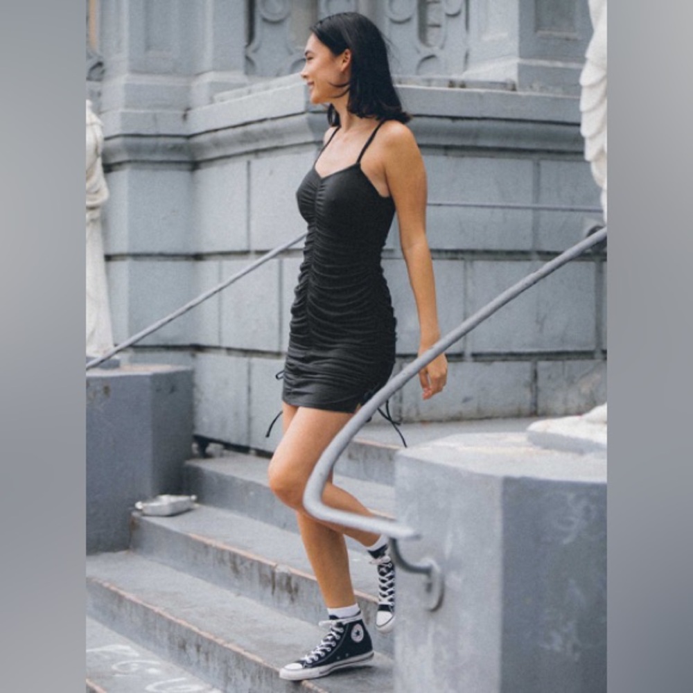 NWT Volcom Black Ruched Dress